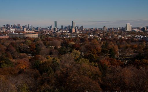 Vista de Boston desde Washington Tower, en el cementerio Mt. Auburn